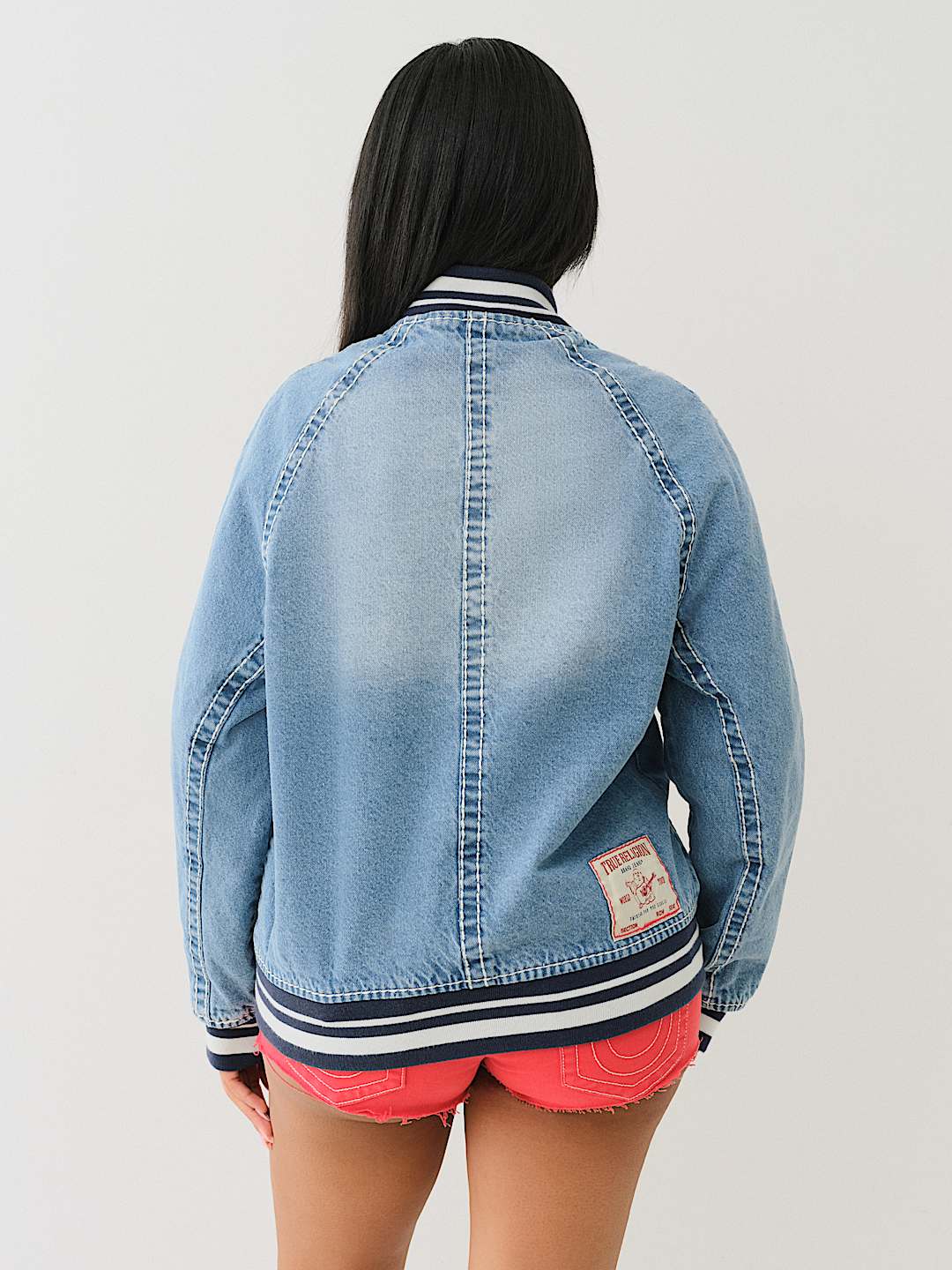 TRUE RELIGION OVERSIZED DENIM BOMBER JACKET
