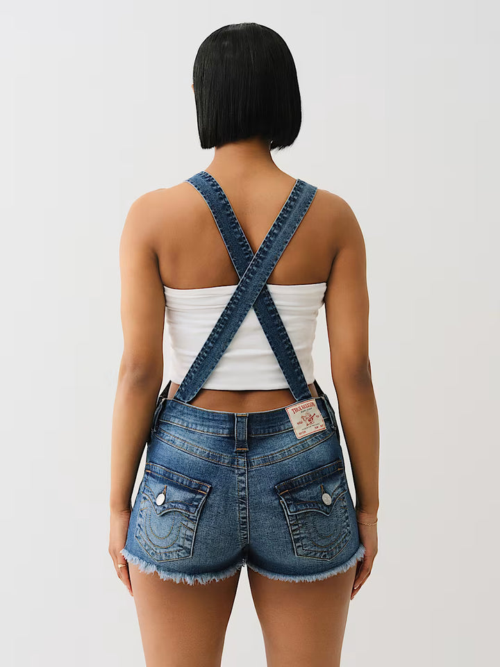 TRUE RELIGION JOEY FRAYED OVERALL SHORT