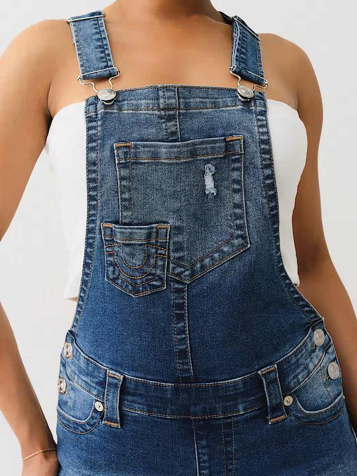 TRUE RELIGION JOEY FRAYED OVERALL SHORT