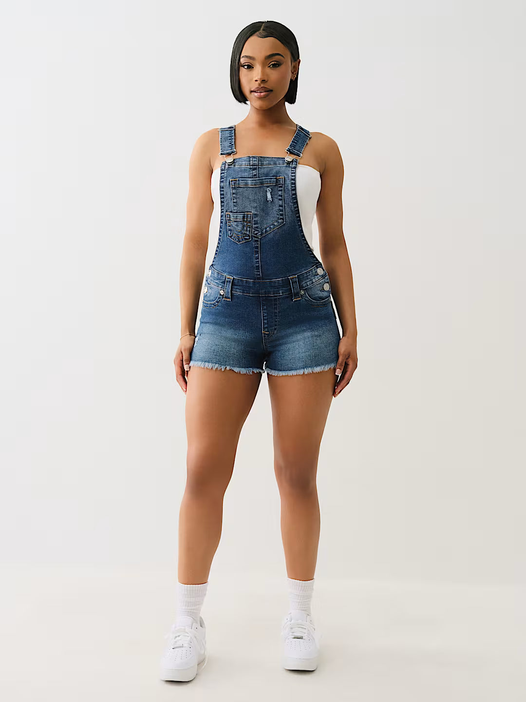 TRUE RELIGION JOEY FRAYED OVERALL SHORT