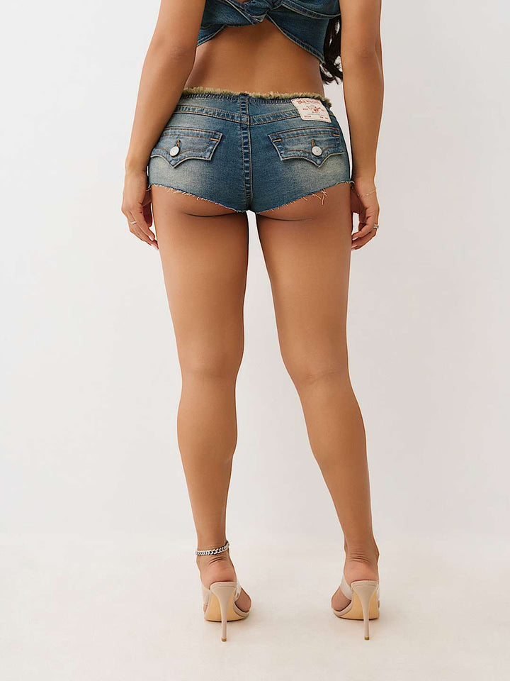 TRUE RELIGION PART OF A SET BANDLESS WAIST HOT DENIM SHORTS