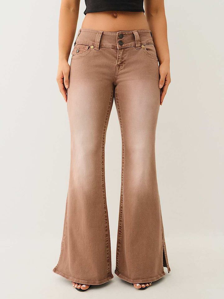 TRUE RELIGION ONLINE EXCLUSIVE FADED RELAXED MID RISE FLARE JEAN