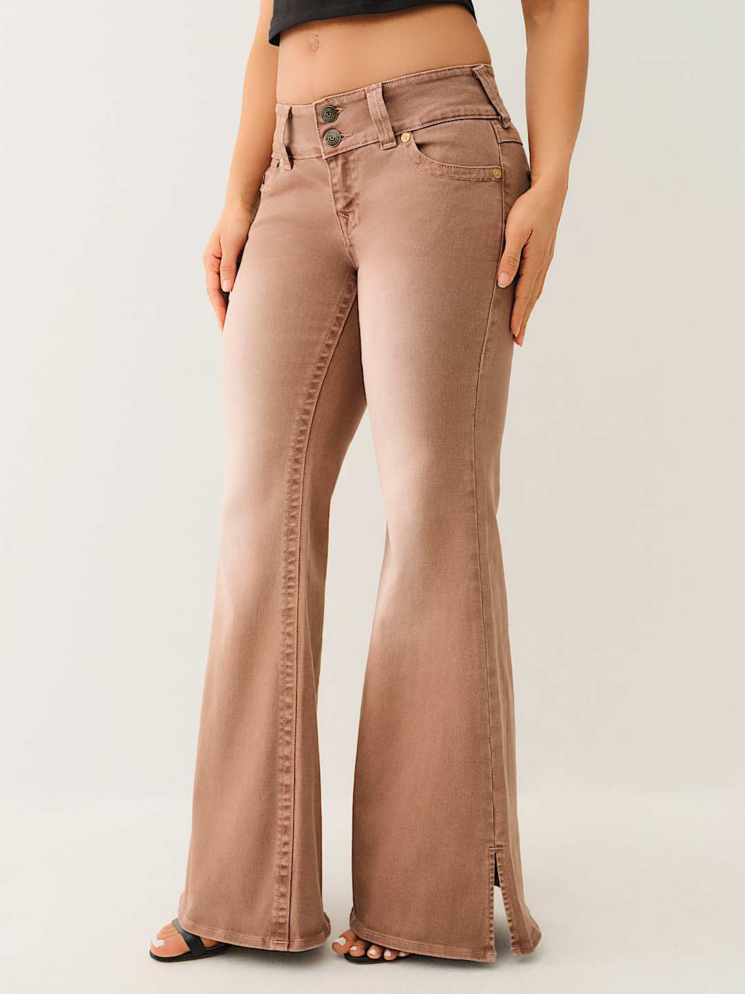 TRUE RELIGION ONLINE EXCLUSIVE FADED RELAXED MID RISE FLARE JEAN