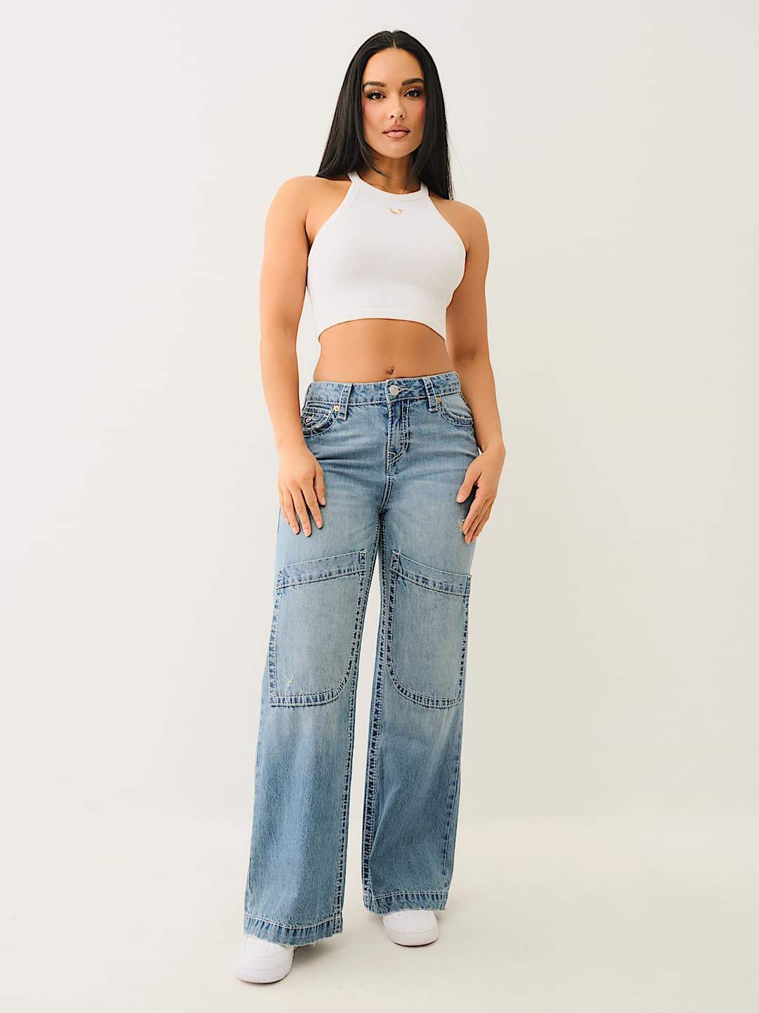 TRUE RELIGION ONLINE EXCLUSIVE BOBBI MID RISE BIG T BAGGY JEAN