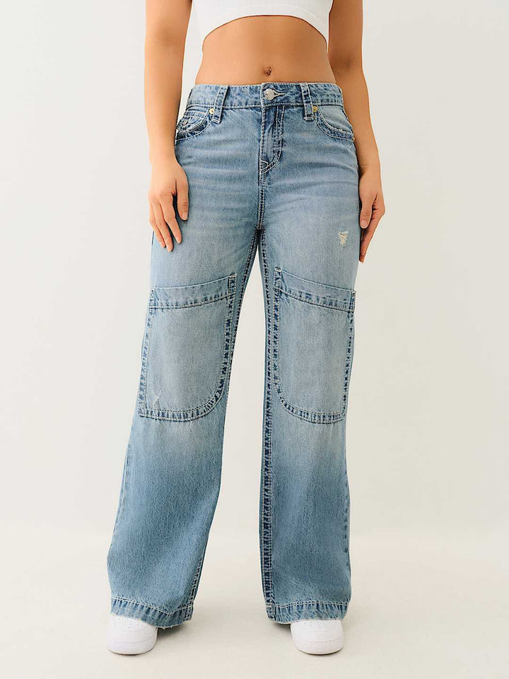TRUE RELIGION ONLINE EXCLUSIVE BOBBI MID RISE BIG T BAGGY JEAN