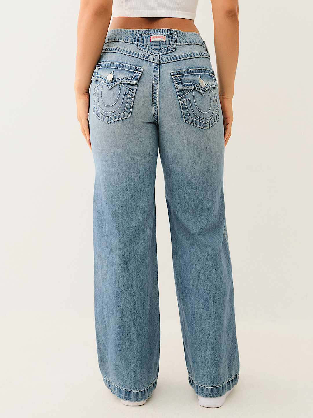 TRUE RELIGION ONLINE EXCLUSIVE BOBBI MID RISE BIG T BAGGY JEAN