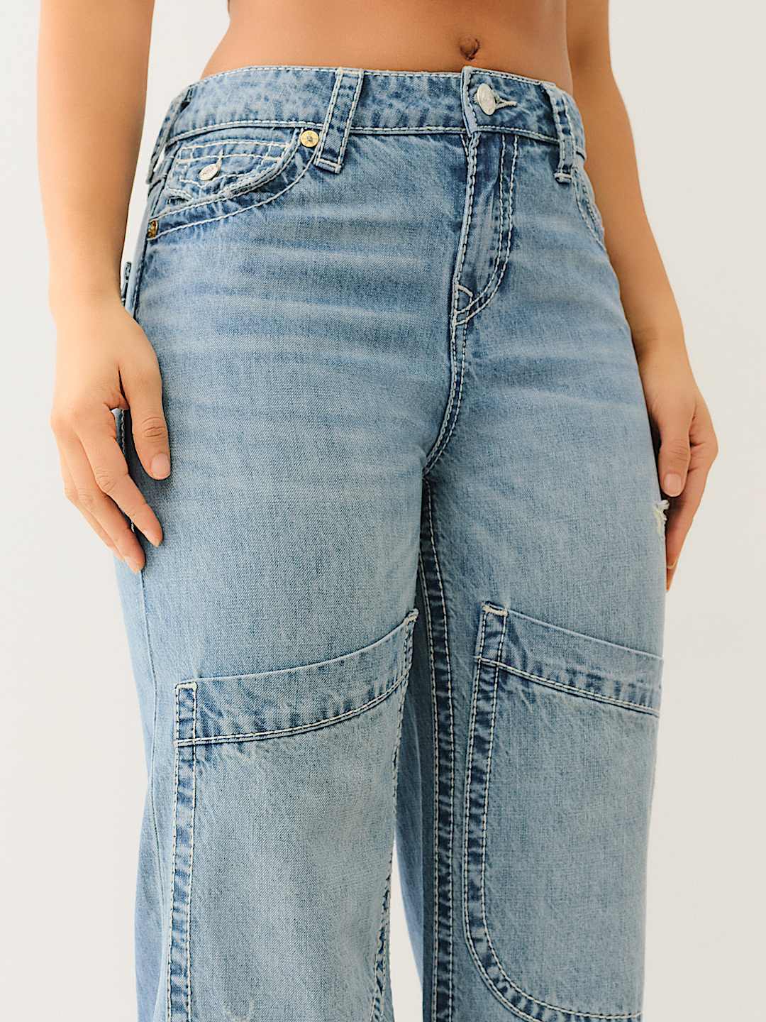 TRUE RELIGION ONLINE EXCLUSIVE BOBBI MID RISE BIG T BAGGY JEAN