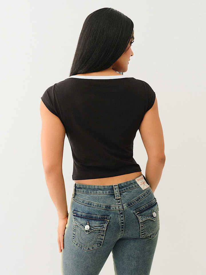 TRUE RELIGION ONLINE EXCLUSIVE MARTINI BOATNECK TEE