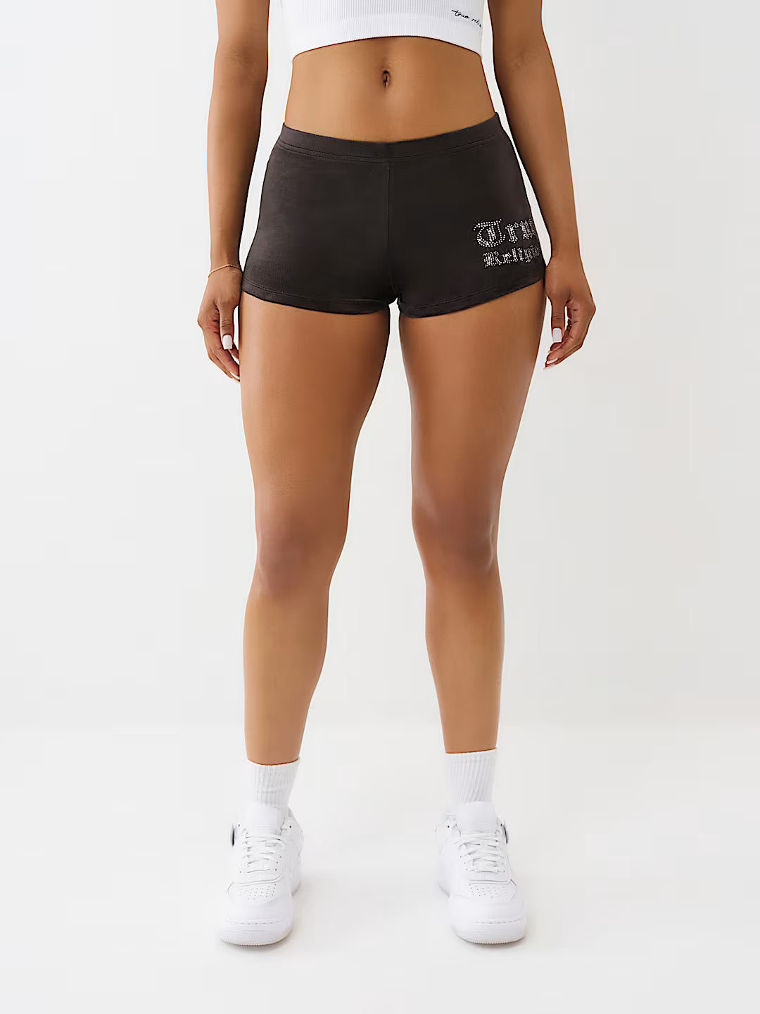 TRUE RELIGION VELOUR CRYSTAL LOW RISE SPICY SHORTS