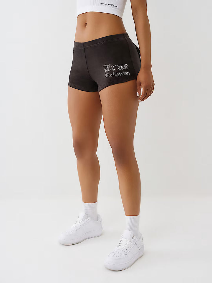 TRUE RELIGION VELOUR CRYSTAL LOW RISE SPICY SHORTS
