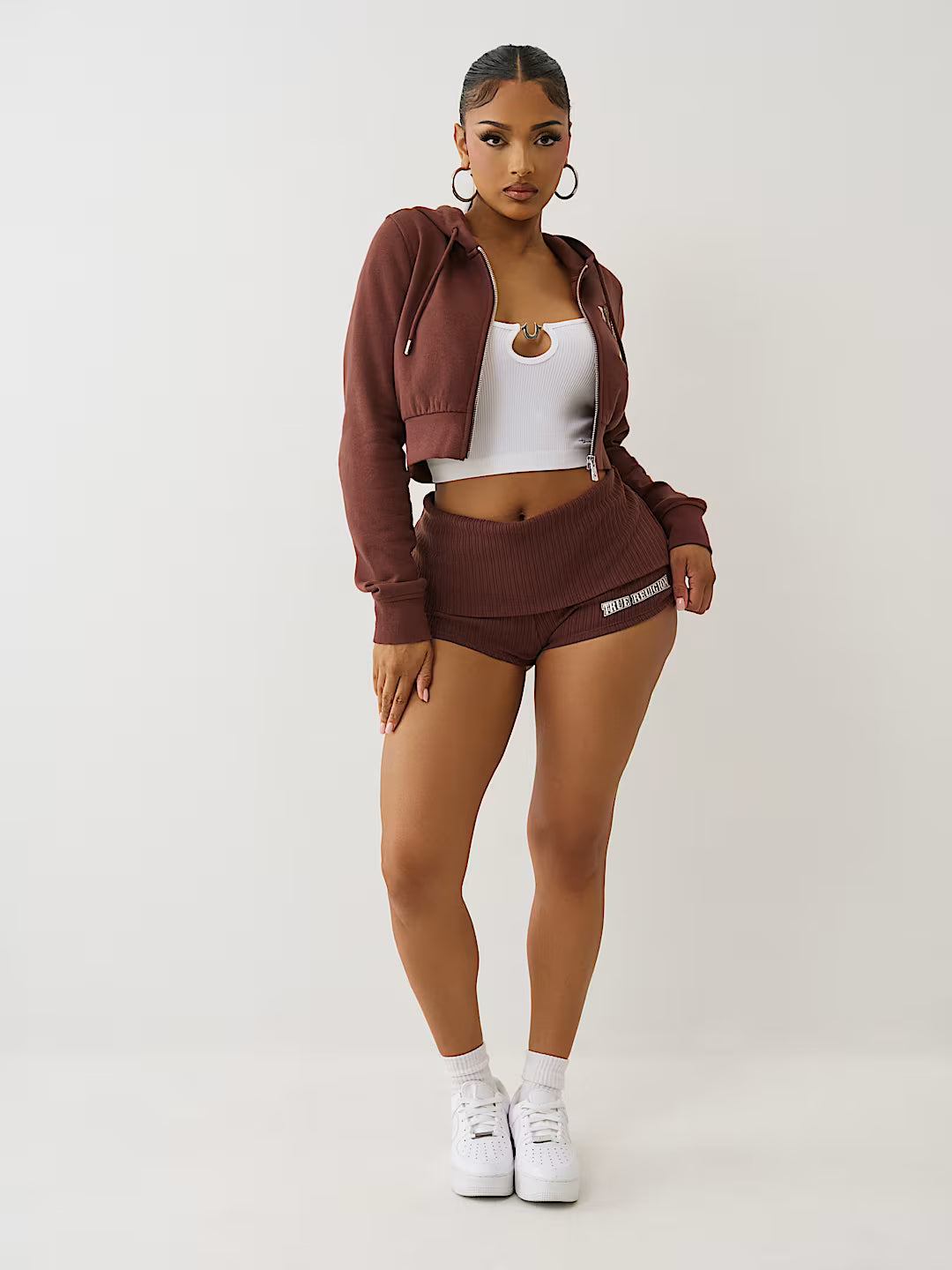 TRUE RELIGION FOLDOVER RIBBED HOT SHORT