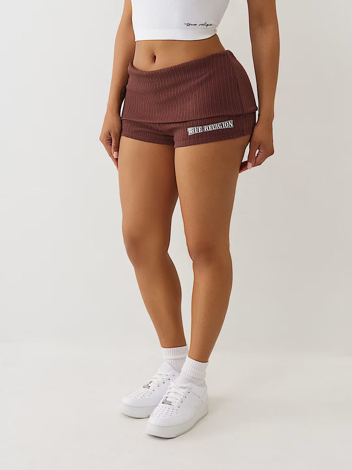 TRUE RELIGION FOLDOVER RIBBED HOT SHORT