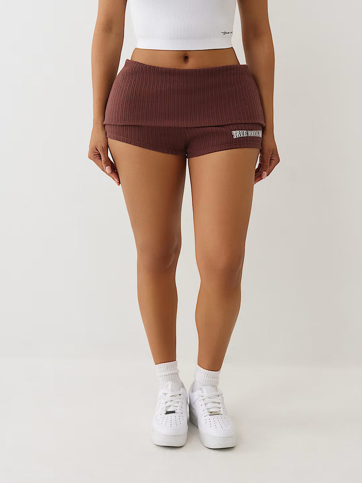 TRUE RELIGION FOLDOVER RIBBED HOT SHORT