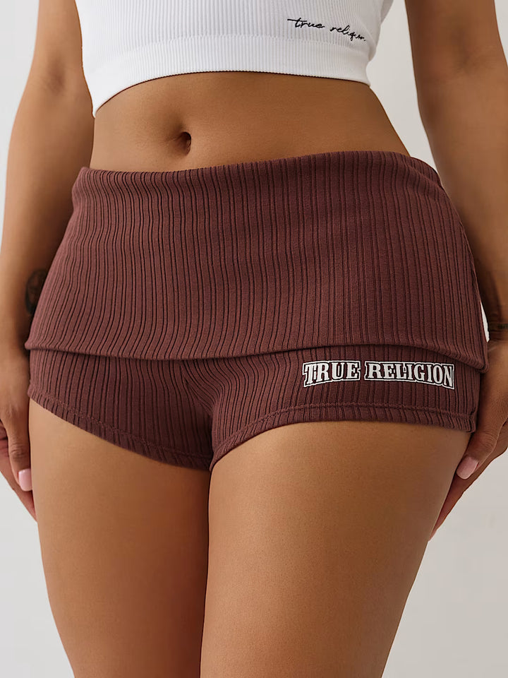 TRUE RELIGION FOLDOVER RIBBED HOT SHORT