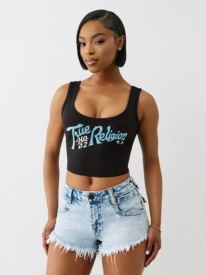 TRUE RELIGION CRYSTAL RIBBED TANK