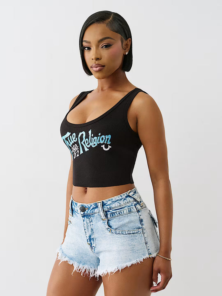 TRUE RELIGION CRYSTAL RIBBED TANK