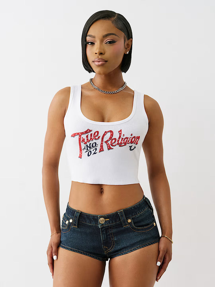 TRUE RELIGION CRYSTAL RIBBED TANK