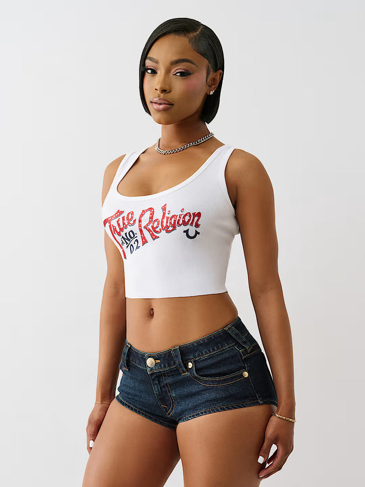 TRUE RELIGION CRYSTAL RIBBED TANK