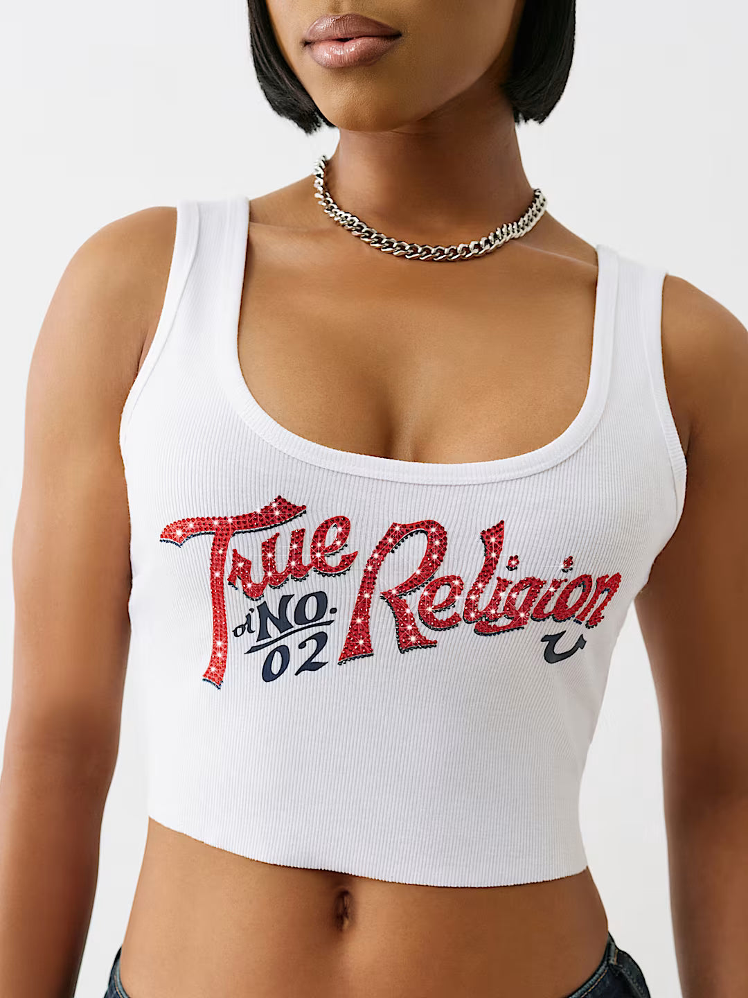 TRUE RELIGION CRYSTAL RIBBED TANK
