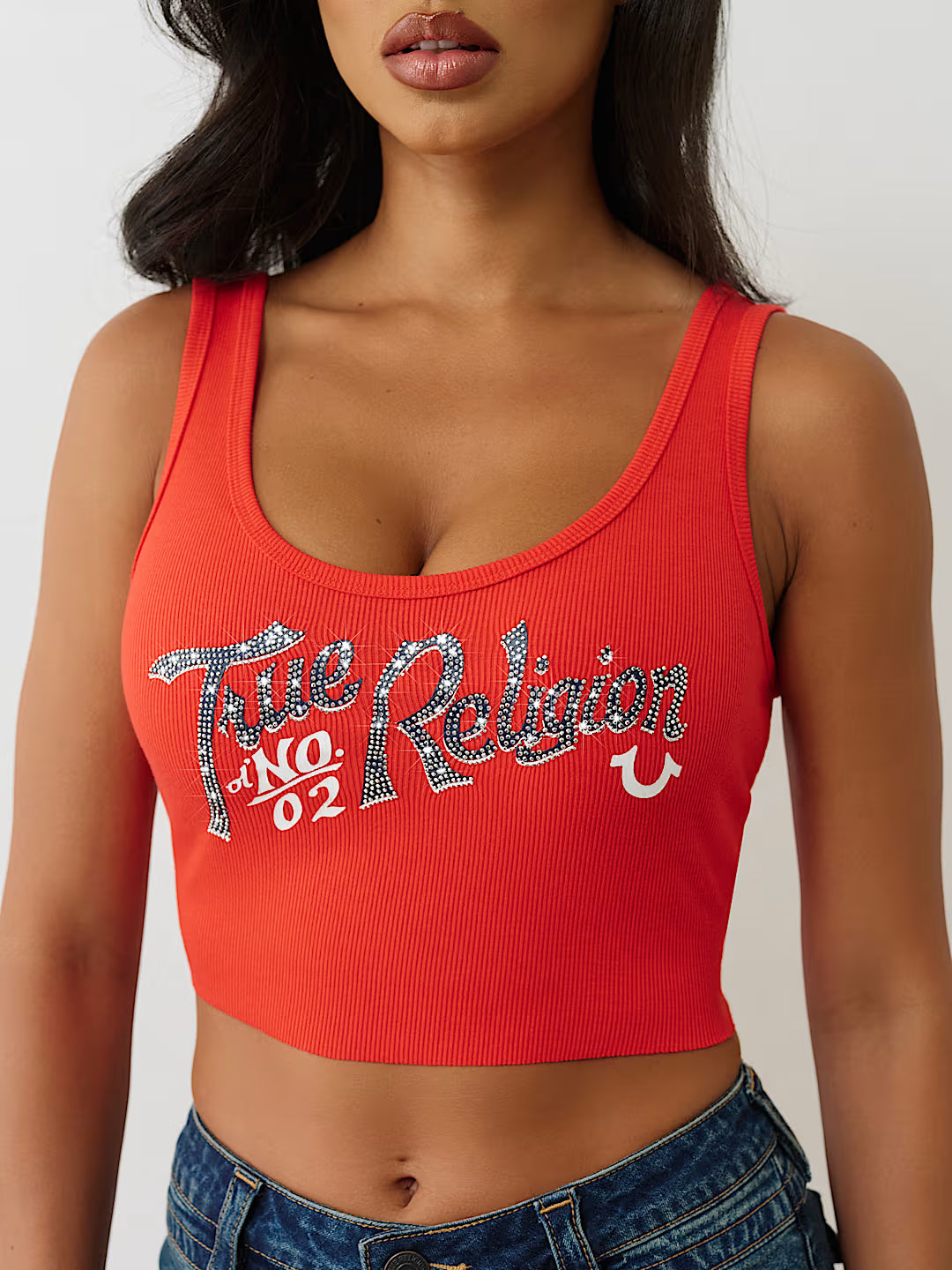 TRUE RELIGION CRYSTAL RIBBED TANK