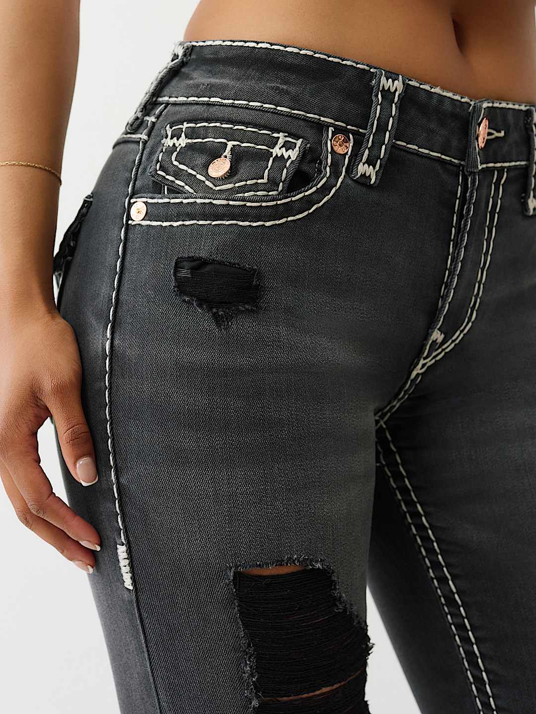 TRUE RELIGION RILEY DISTRESSED SUPER T BERMUDA SHORT