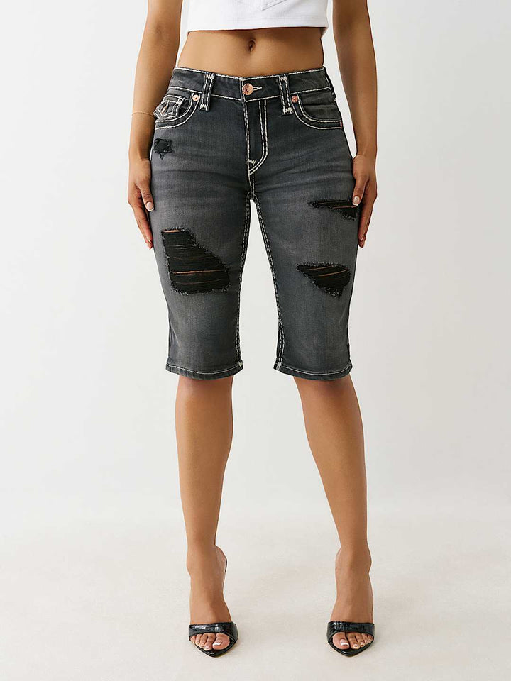 TRUE RELIGION RILEY DISTRESSED SUPER T BERMUDA SHORT