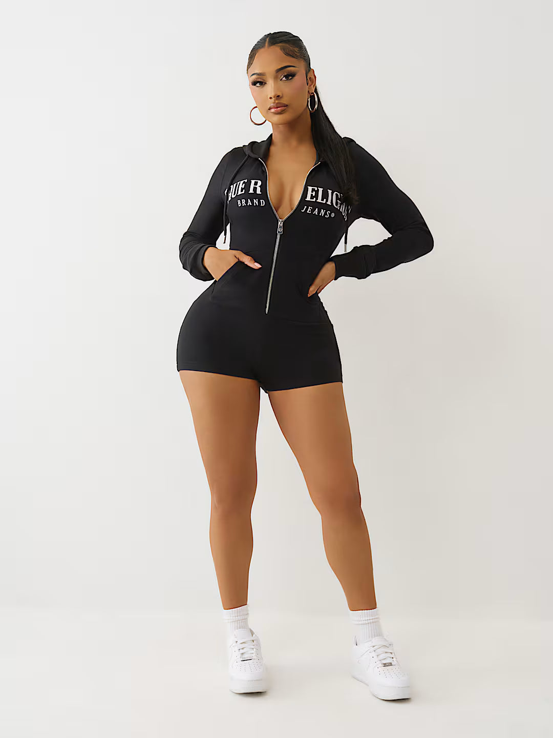 TRUE RELIGION FRENCH TERRY HOODIE ROMPER