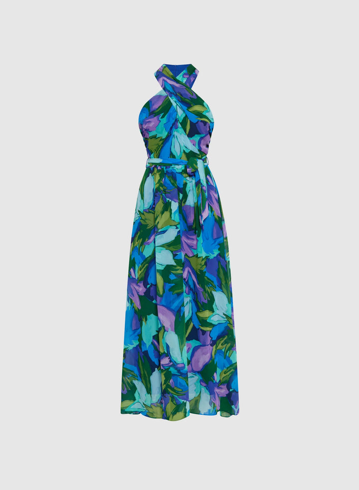 LAURA Tropical Halter Dress