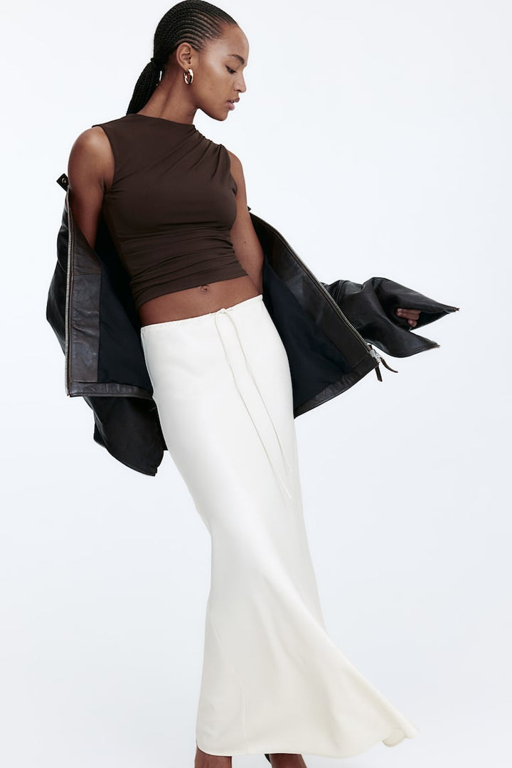 H&M Satin Skirt with Drawstring