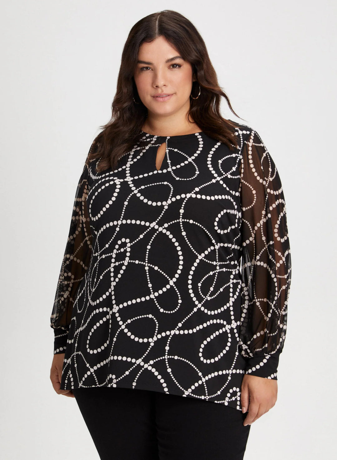 LAURA Puff Sleeve Dot Print Tunic