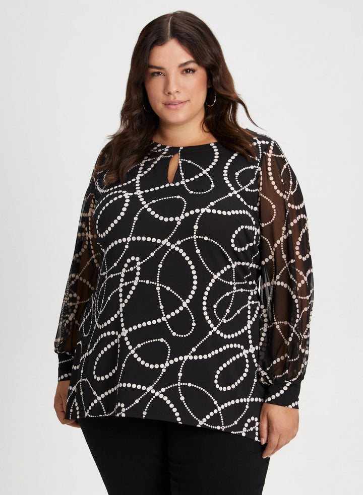 LAURA Puff Sleeve Dot Print Tunic