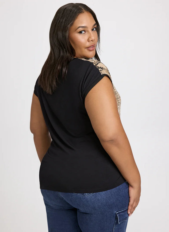 LAURA Snake Print Cap Sleeve Top