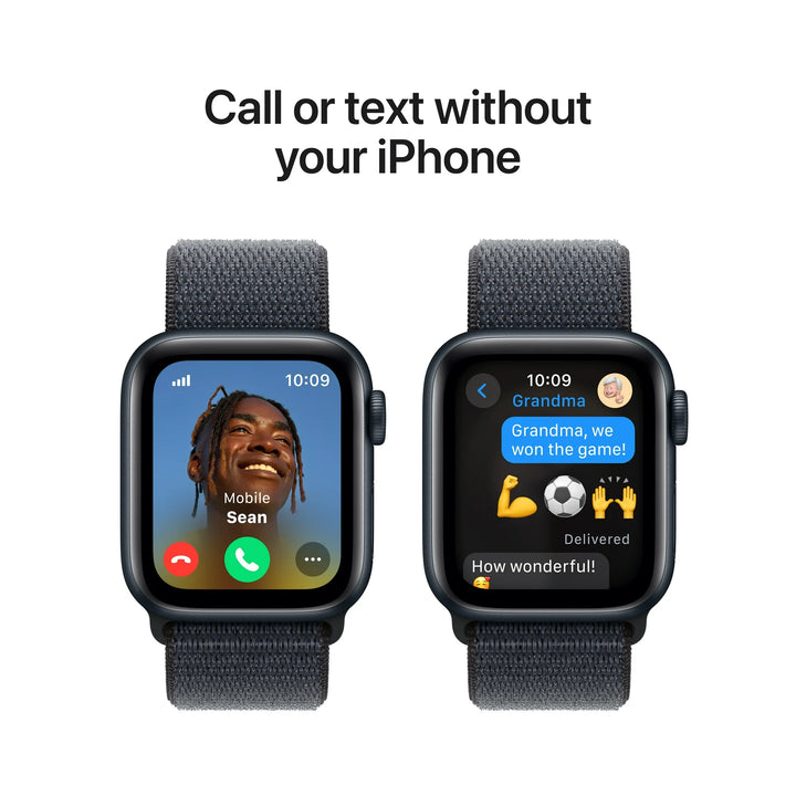 Apple Watch SE (2nd Gen) [GPS + Cellular] Smartwatch with 44mm Midnight Aluminum Case with Ink Sport Loop. Fitness & Sleep Tracker, Crash Detection, Heart Rate Monitor