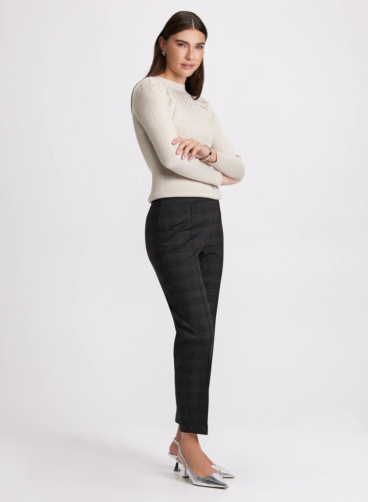 LAURA Sofia Plaid Print Slim-Leg Pants - Short