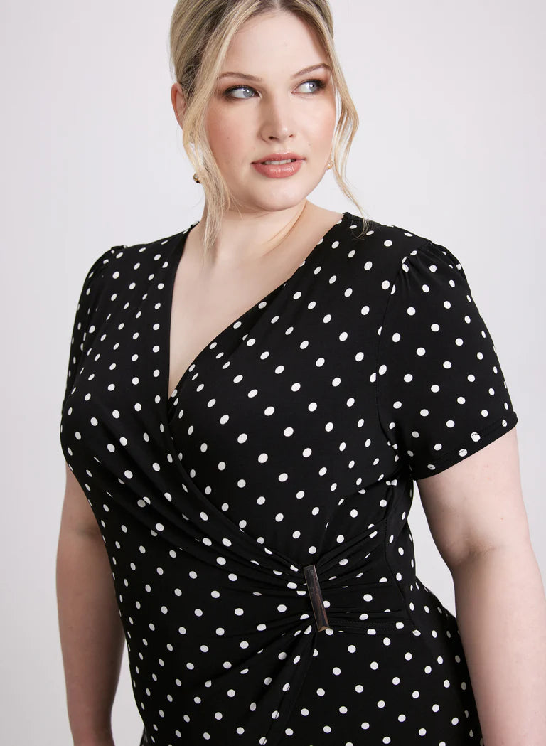 LAURA Joseph Ribkoff - Wrap-Over Polka Dot Jumpsuit