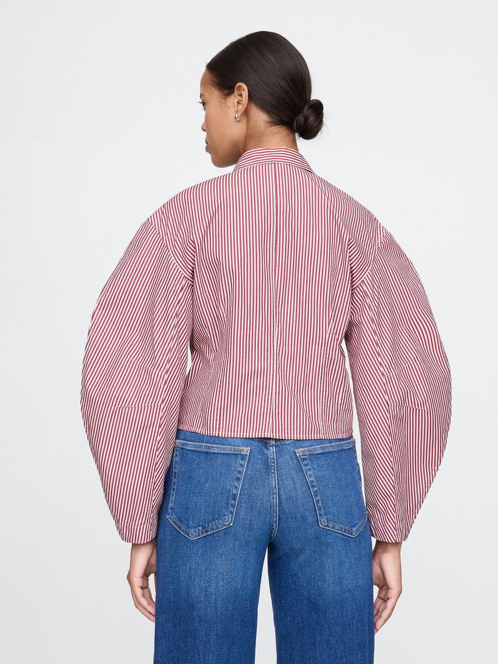 Gap Organic Cotton Poplin Barrel-Sleeve Cropped Shirt