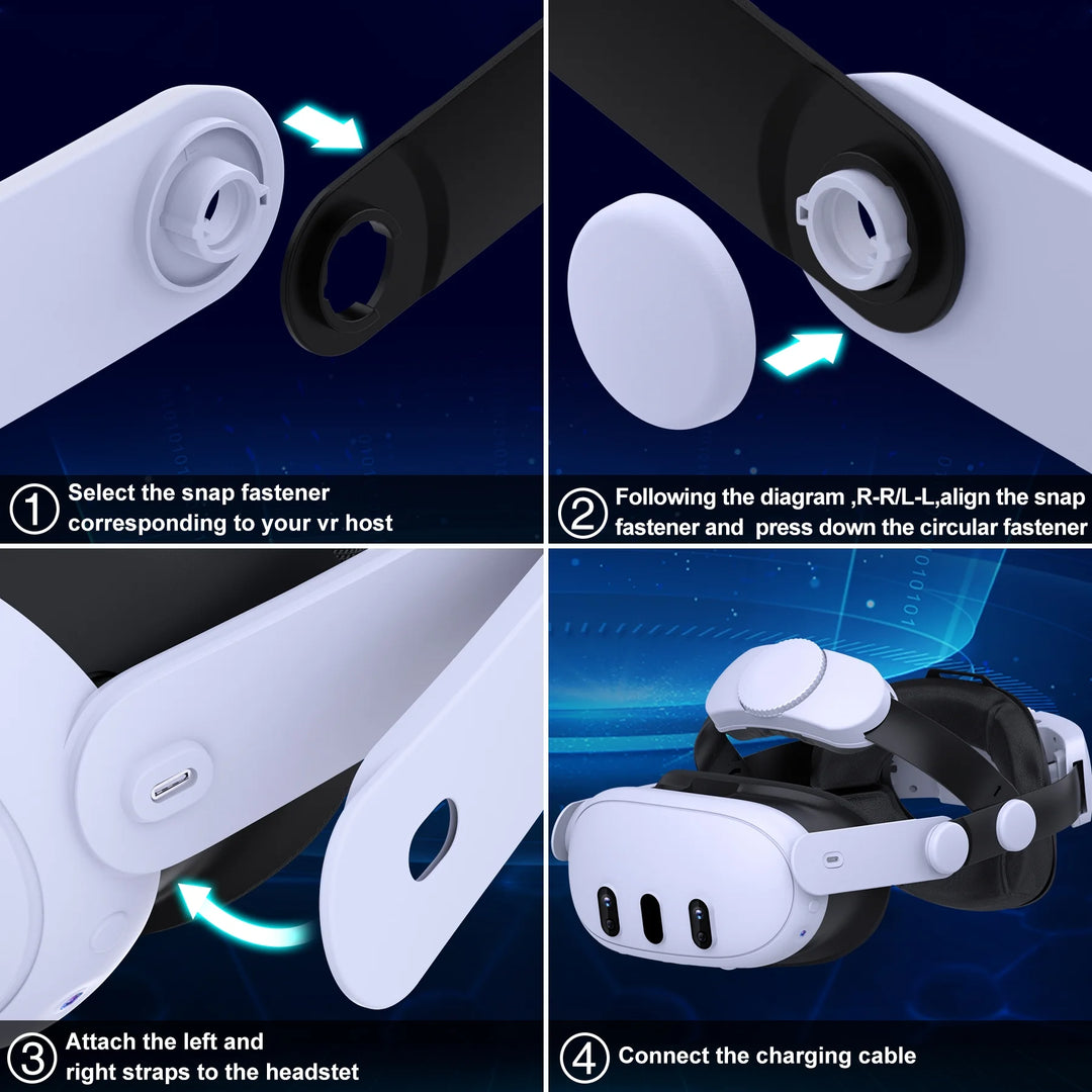 Beboncool Adjustable Head Strap for Meta 2/3 Gaming Console for VR Headset Accessories, White