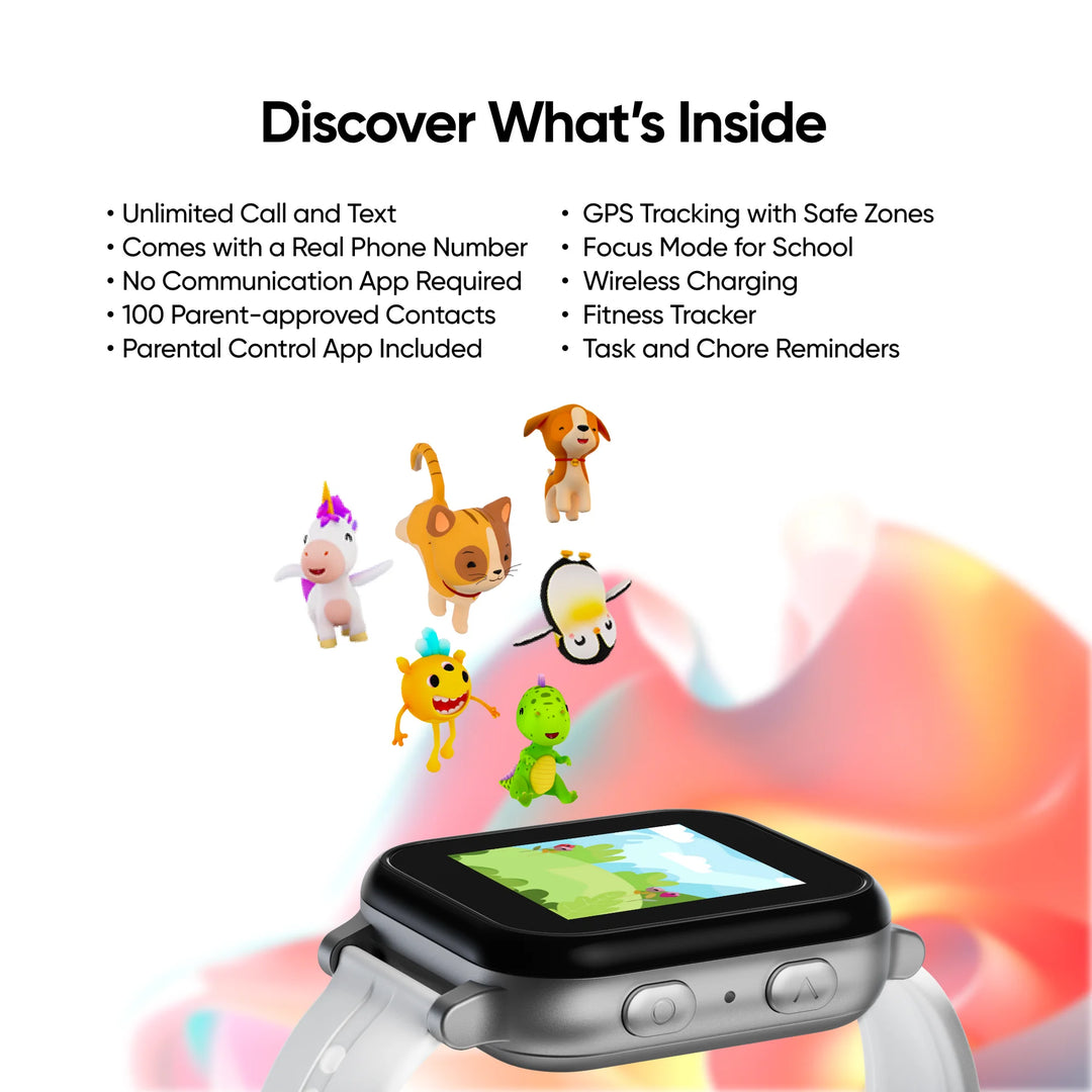 Gabb Watch 3e Kids Smartwatch, 1.41", GPS Tracker, Dark Gray Case with Black Band