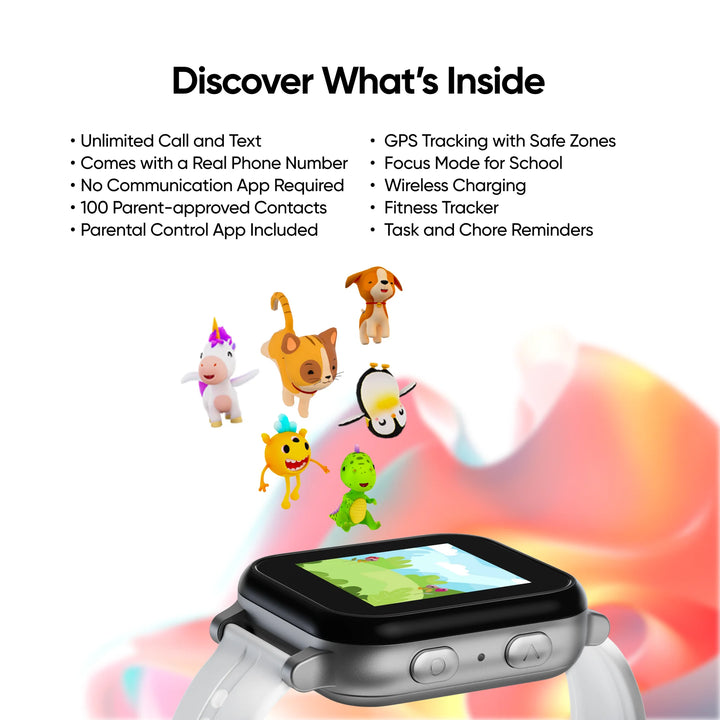 Gabb Watch 3e Kids Smartwatch, 1.41", GPS Tracker, Dark Gray Case with Black Band