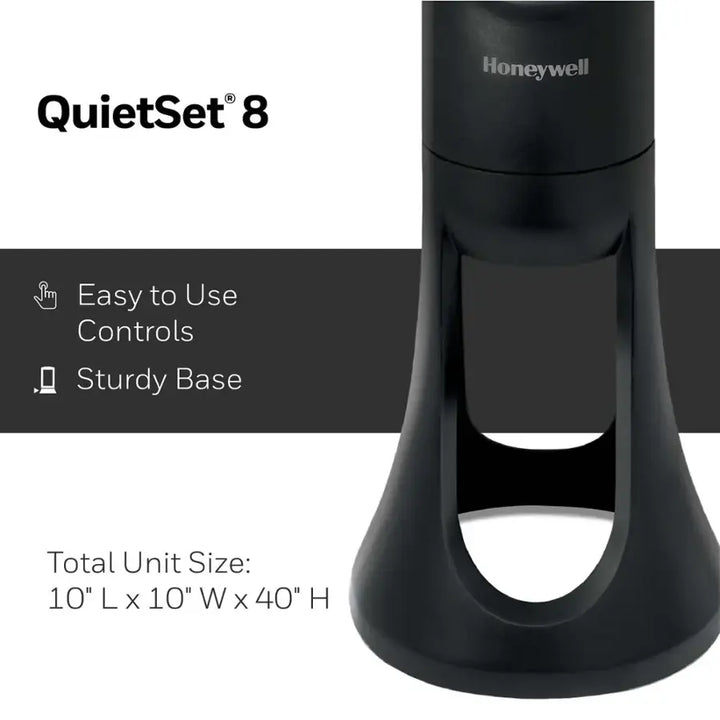 Honeywell - QuietSet Oscillating Whole Room Tower Fan HYF290B - Black