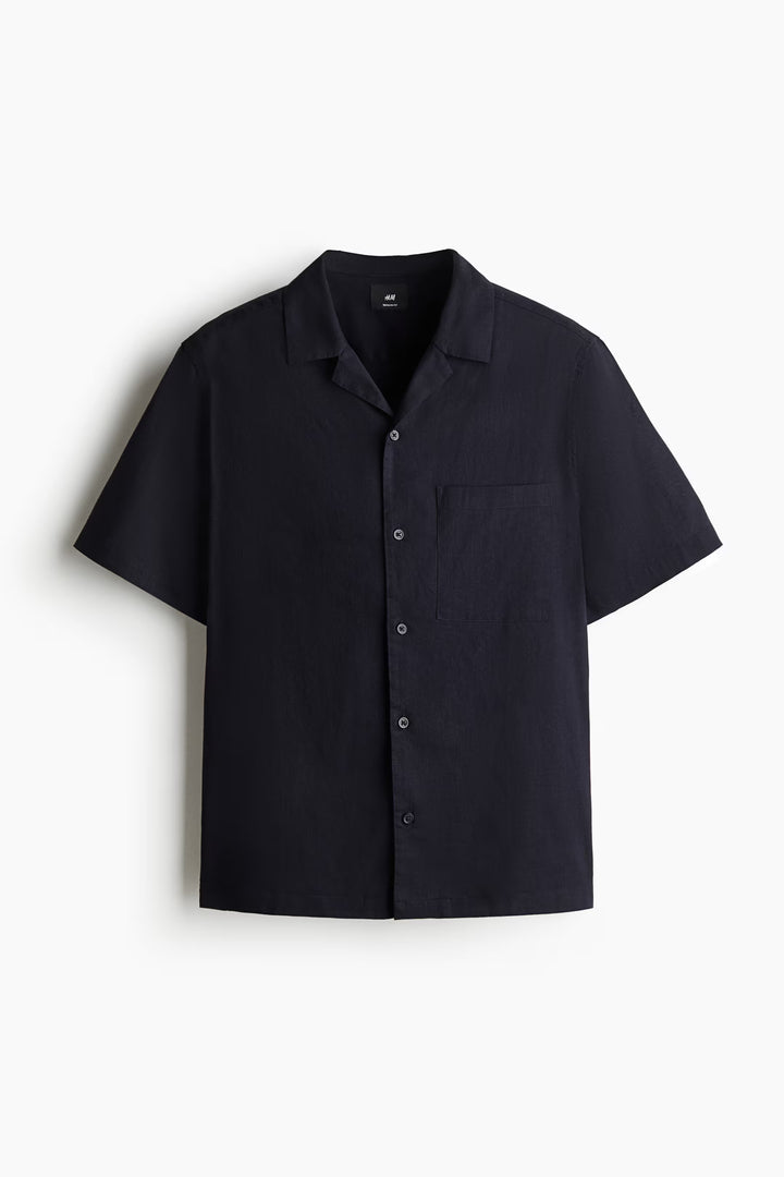 H&M Regular-Fit Short-Sleeved Linen-Blend Shirt