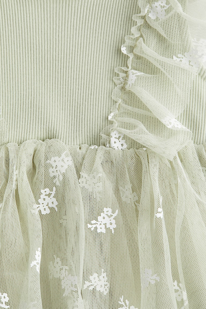 H&M Printed Tulle-Skirt Dress