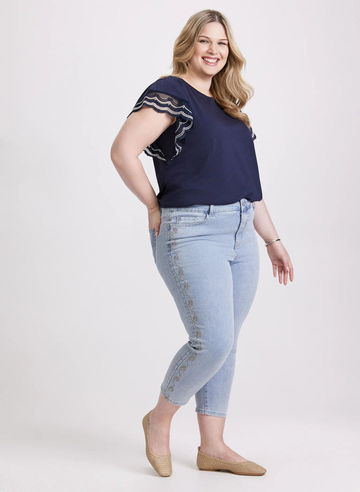 LAURA Stone Embellished Straight-Leg Jeans