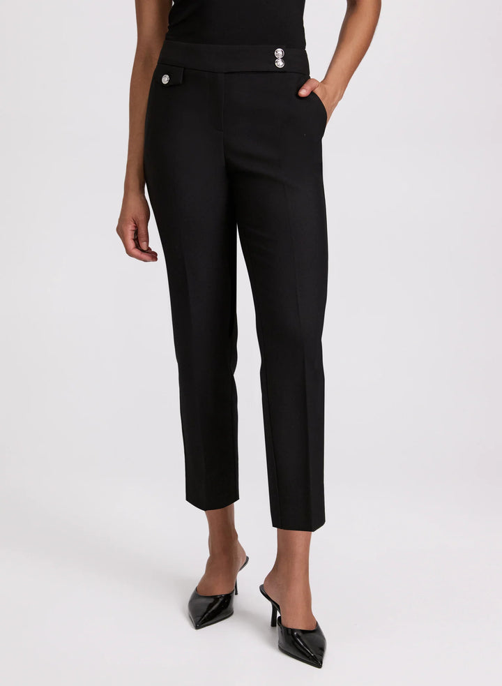 LAURA Emma Embossed Button Slim-Leg Pants