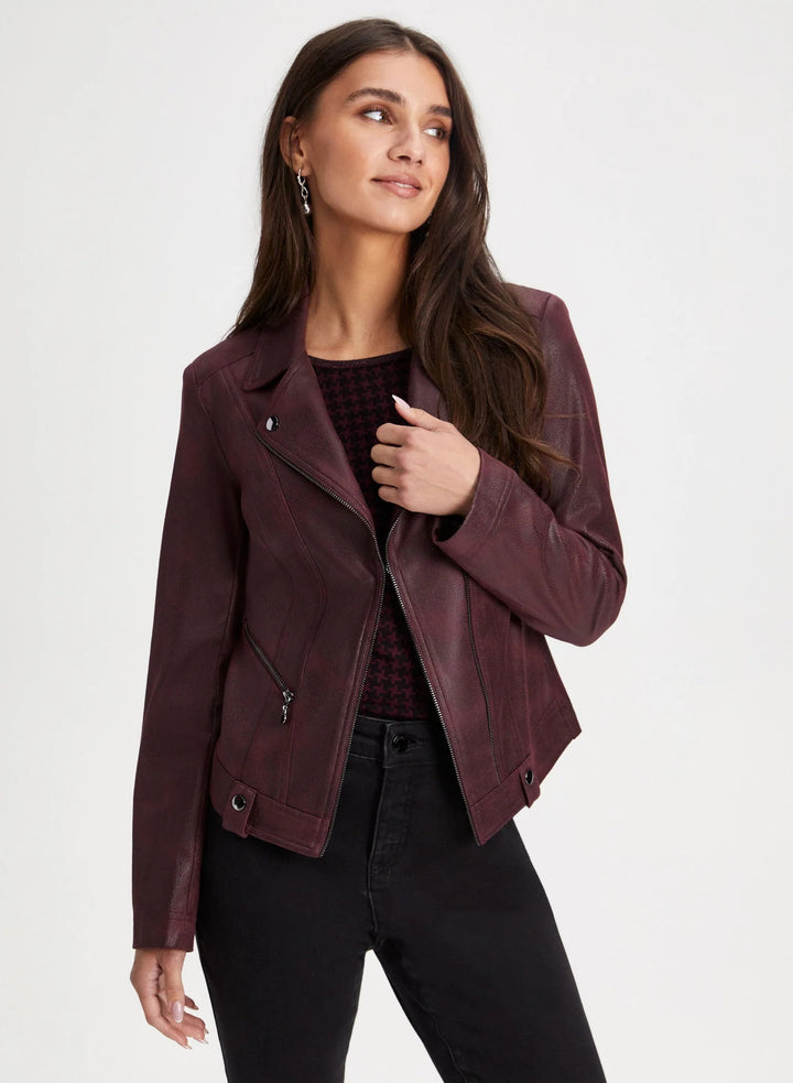 LAURA Snap Detail Faux Suede Jacket
