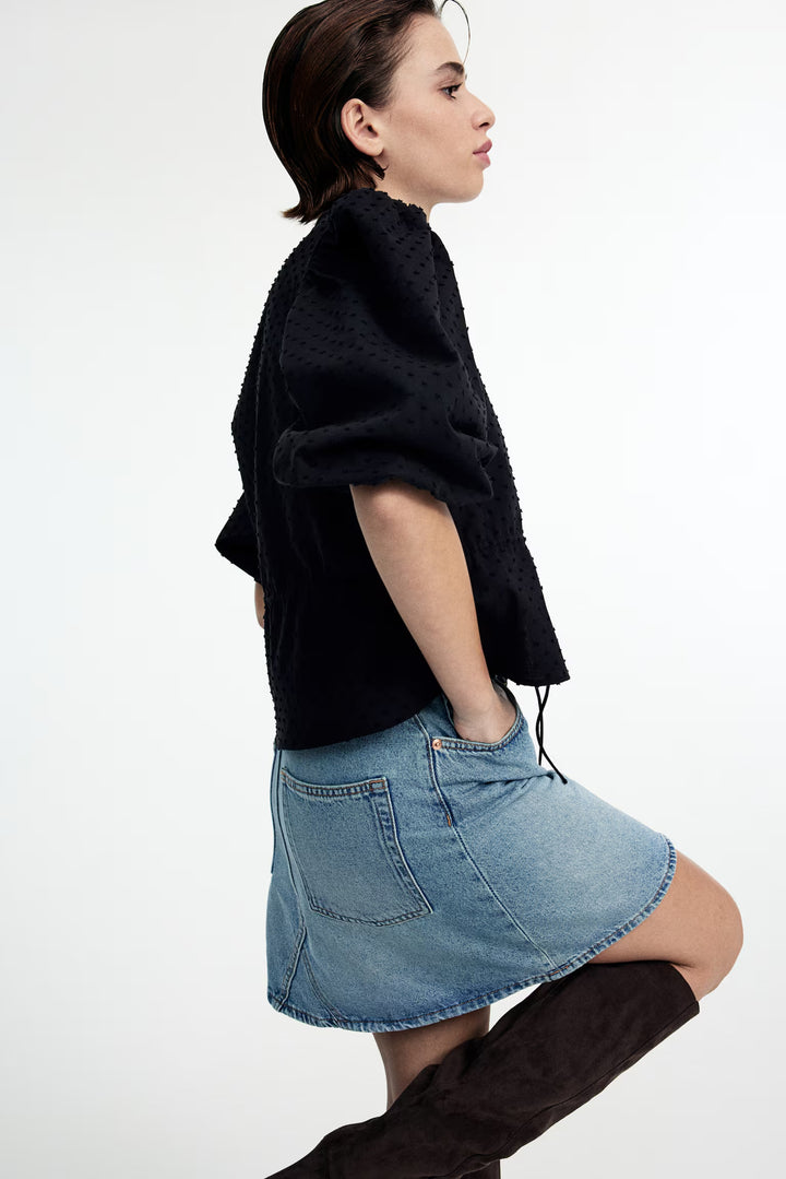 H&M Puff-Sleeved Cotton Blouse
