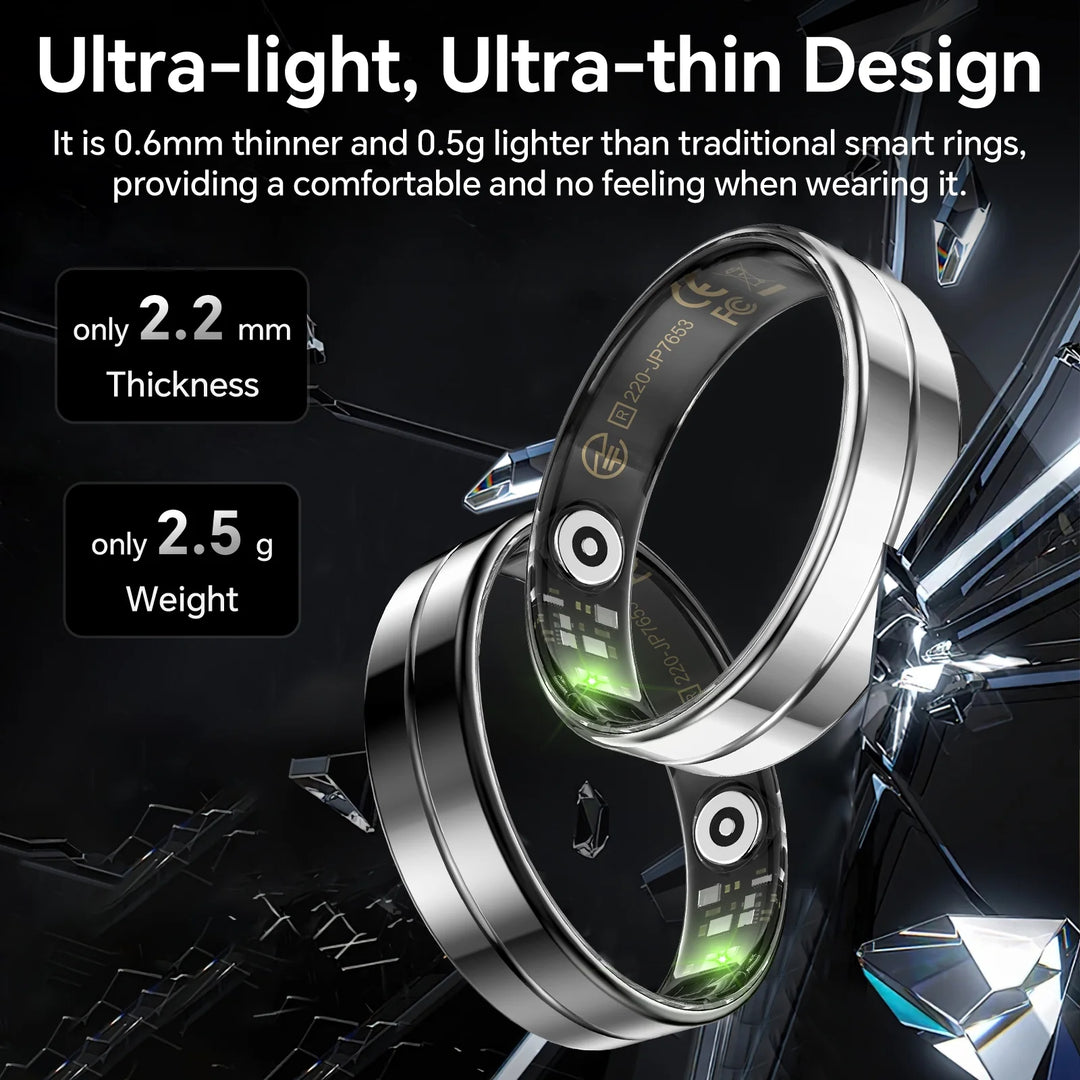 Mingdaln 2025 New Ultra-Thin Smart Ring, men's and women's smart rings, smartwatch with 5ATM Waterproof /Fitness Tracker/activity tracker, suitable fits for Android and Iphone Devices(US 8)