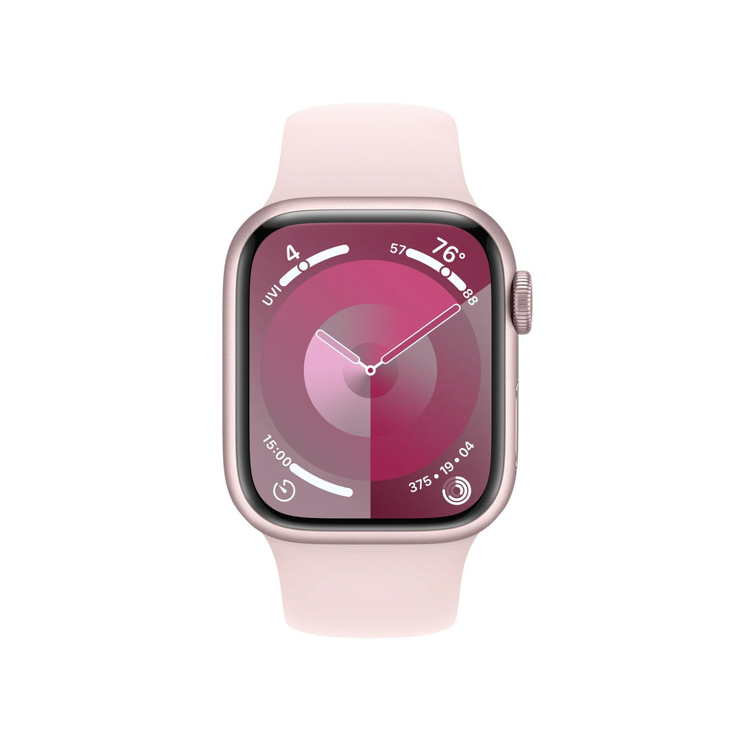 Apple Watch Series 9 [GPS 41mm] Smartwatch with Pink Aluminum Case and Light Pink Sport Band - S/M. Fitness Tracker, ECG Apps, Always-On Retina Display, Water Resistant