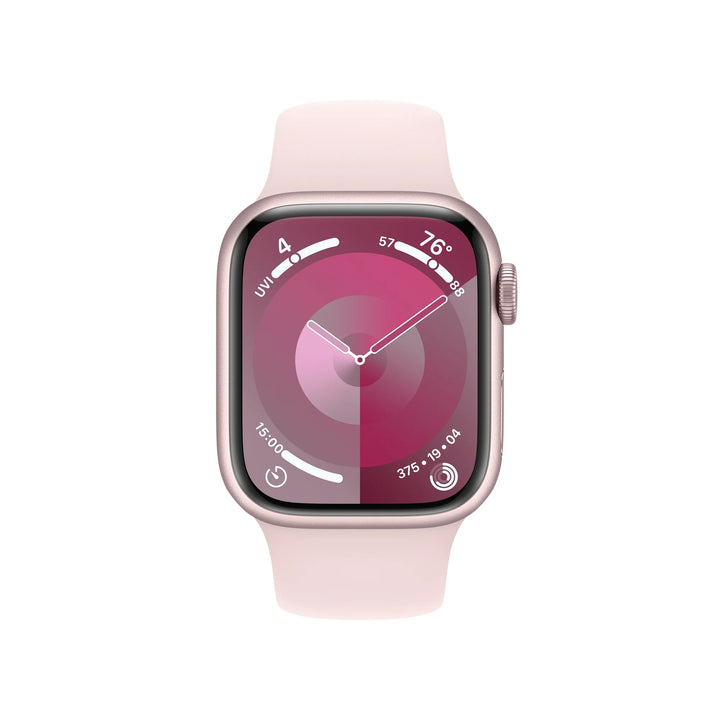 Apple Watch Series 9 [GPS 41mm] Smartwatch with Pink Aluminum Case and Light Pink Sport Band - S/M. Fitness Tracker, ECG Apps, Always-On Retina Display, Water Resistant