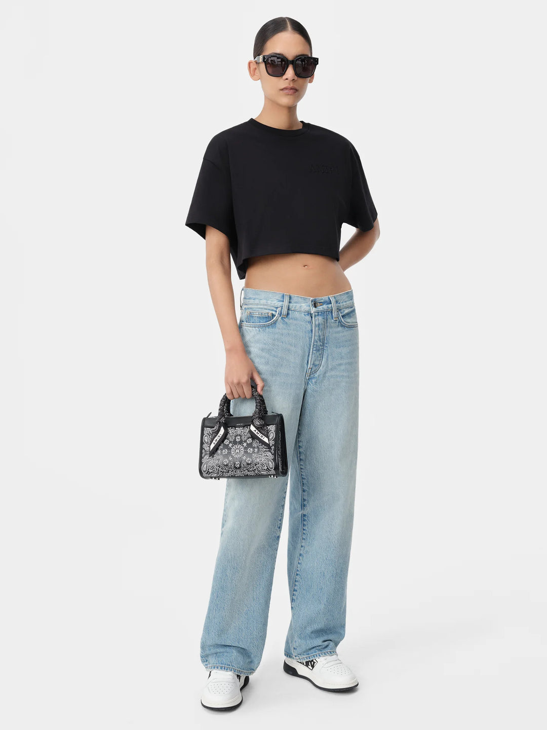 AMIRI WOMEN'S AMIRI EMBROIDERED CROPPED TEE